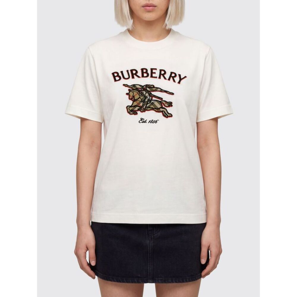 Burberry Women Burberry Embroidered Ekd Logo Cotton Crewneck T-Shirt